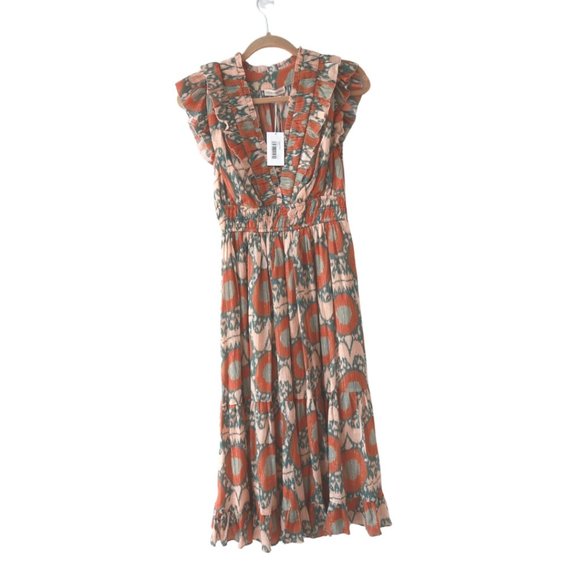 Ulla Johnson "Samara" printed dress nimbus with gold thread details Size 2 - Picture 5 of 10